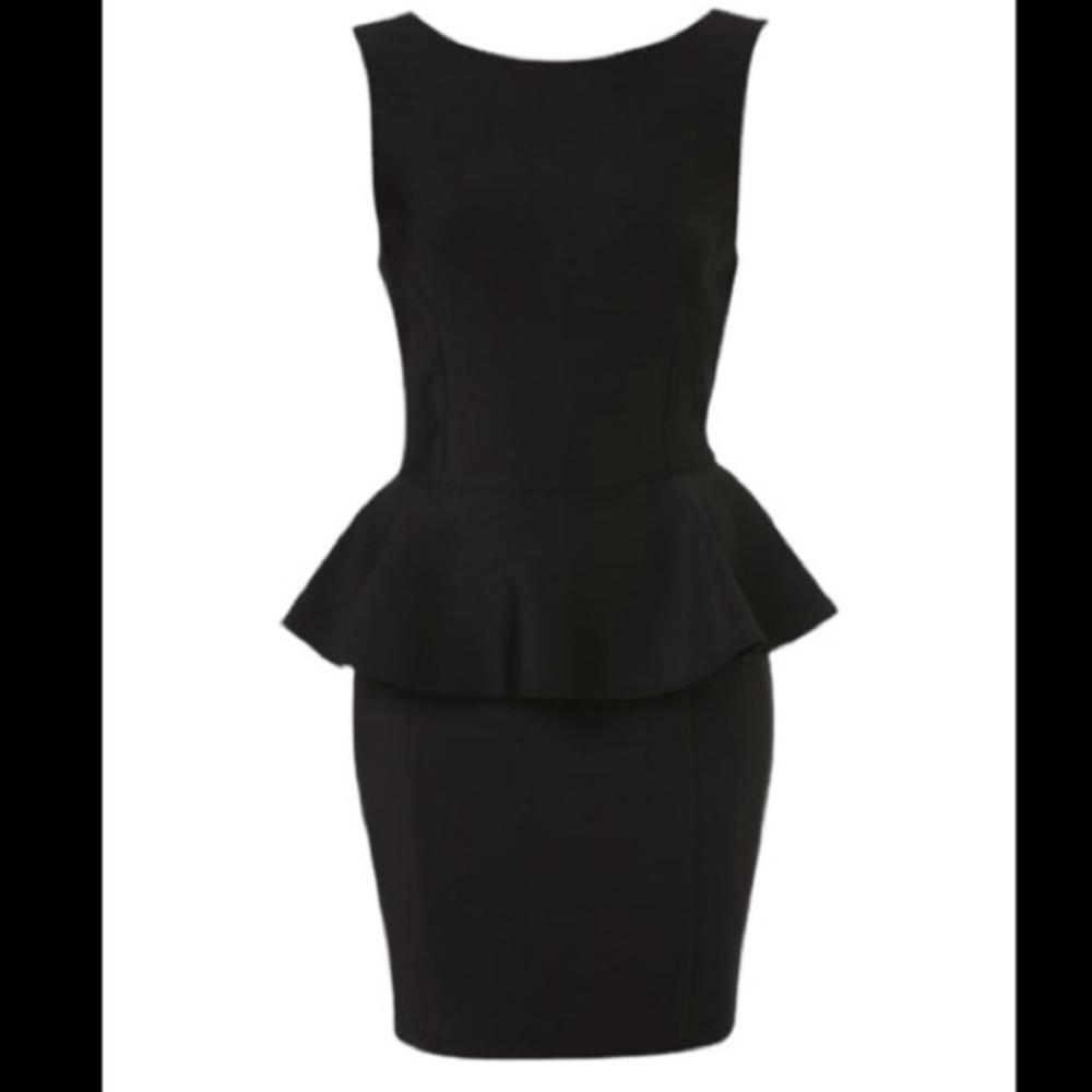 Topshop peplum sleeveless black dress size 6